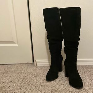 Black heeled boots, thick heels makes them very comfortable!